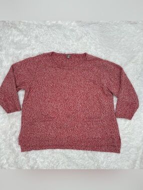 J. Jill Womens Plus Size 3XL Boxy Knit Sweater Red Pockets Minimalist Comfy